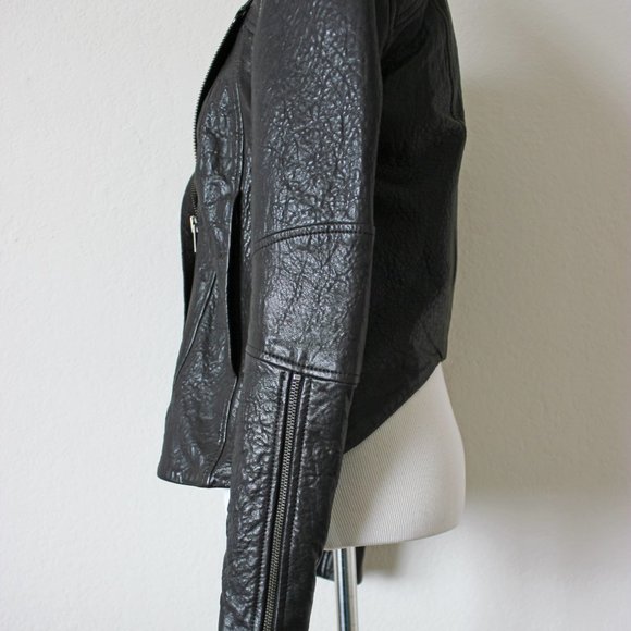 Helmut Lang Blister Leather Dark Brown Asymmetrical Jacket Petite or X-Small - Picture 14 of 16